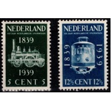 1939. Holland. Jernbanejubilæum. Sæt. Postfrisk.